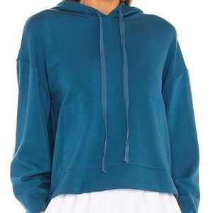 Mina Lisa Brushed Knit Wide Sleeve Hoodie in Dusty Blue Size XS EUC
